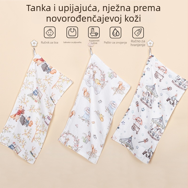 Novorođena dječja maramica za lice od bambusovih vlakana s motívom crtića, 40-count vlakna, 42 g, apsorpcija 0–5 s