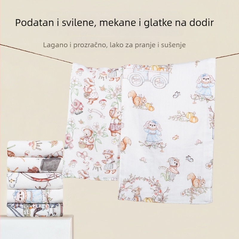 Novorođena dječja maramica za lice od bambusovih vlakana s motívom crtića, 40-count vlakna, 42 g, apsorpcija 0–5 s