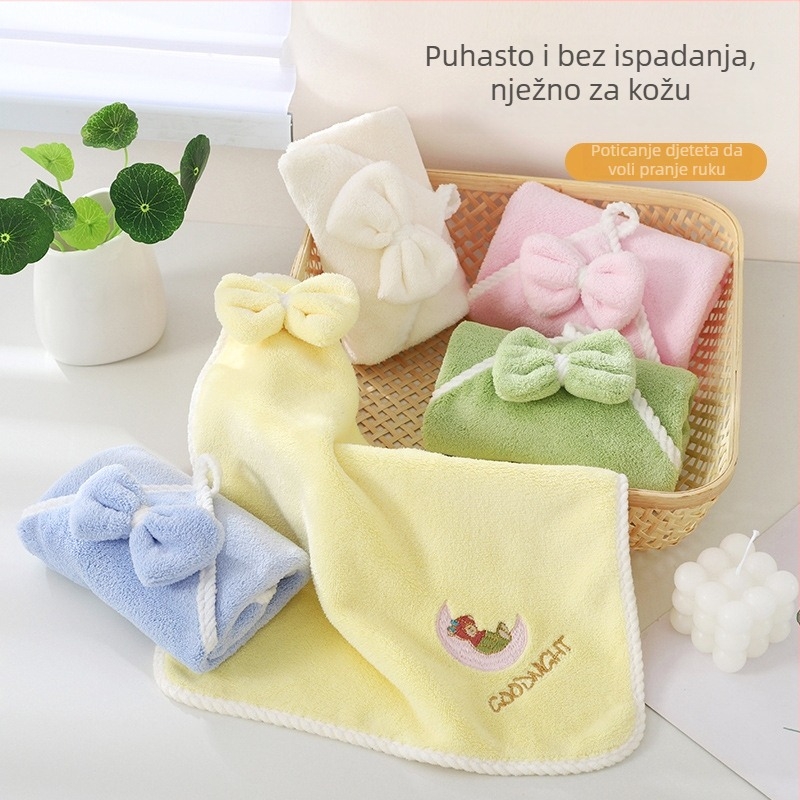 Moon Bear dječji ručnik za kupanje, koralni flis materijal, 0–5 s apsorpcija vode, ušiveni Moon Bear logo, ručnik za sušenje kose, 45 g