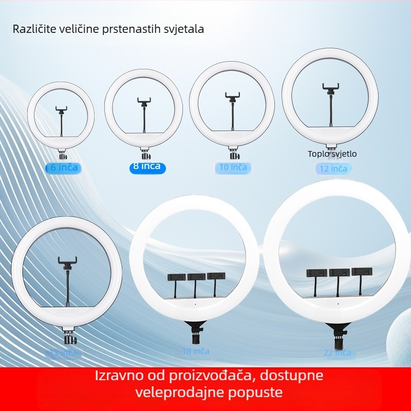 LED prstenasta rasvjeta za prijenos uživo i fotografiranje, 3 boje temperature, 10–50W, 220V, Prilagodljiva obrada