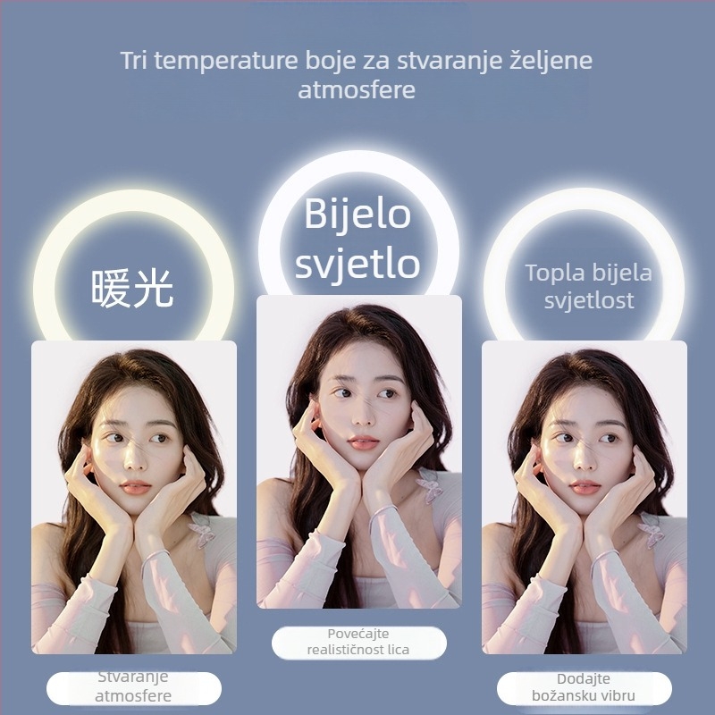 LED prstenasta rasvjeta za prijenos uživo i fotografiranje, 3 boje temperature, 10–50W, 220V, Prilagodljiva obrada