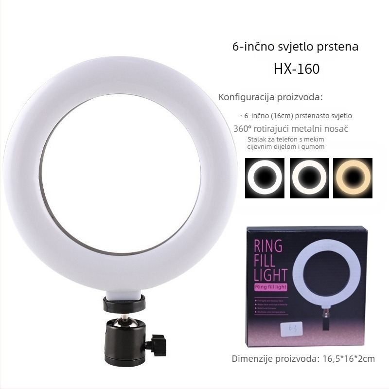 LED prstenasta rasvjeta za prijenos uživo i fotografiranje, 3 boje temperature, 10–50W, 220V, Prilagodljiva obrada