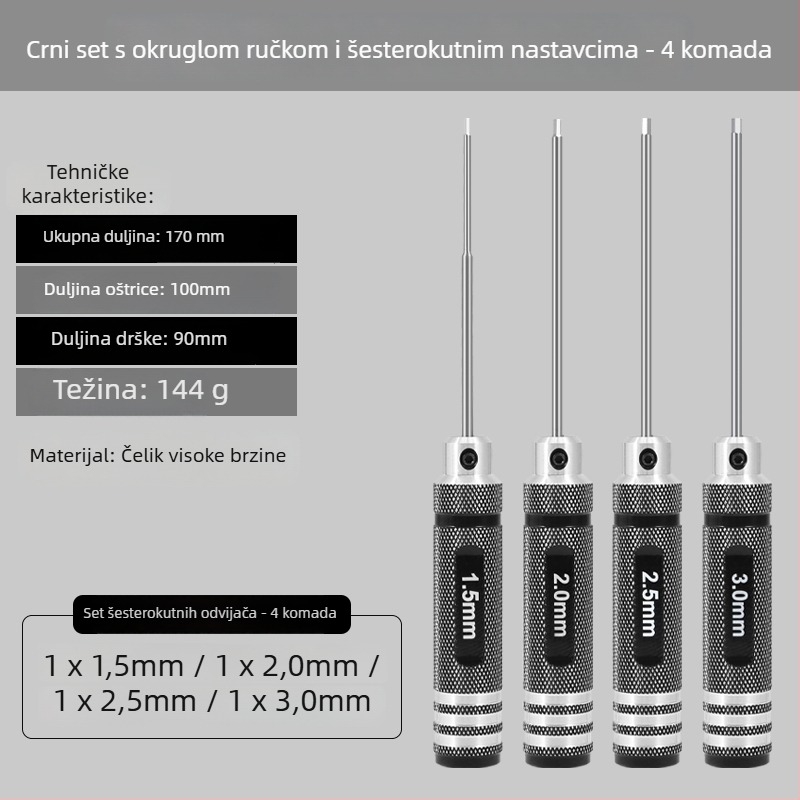 Set šestouglatih odvijača za model zrakoplova 1.27/1.3/1.5/2.5 mm, 6‑ugao