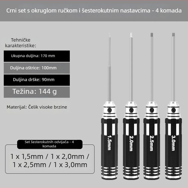 Set šestouglatih odvijača za model zrakoplova 1.27/1.3/1.5/2.5 mm, 6‑ugao