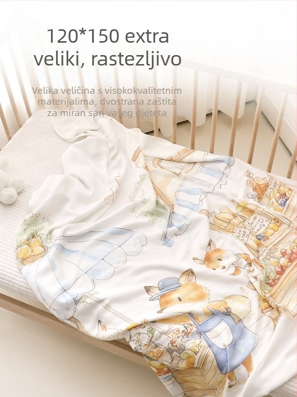 Dječja deka od bambusovih vlakana, uzorak crtanog lika, sigurnost klase A, pogodno za dojenčad i malu djecu (1–3 godine), tijekom cijele godine