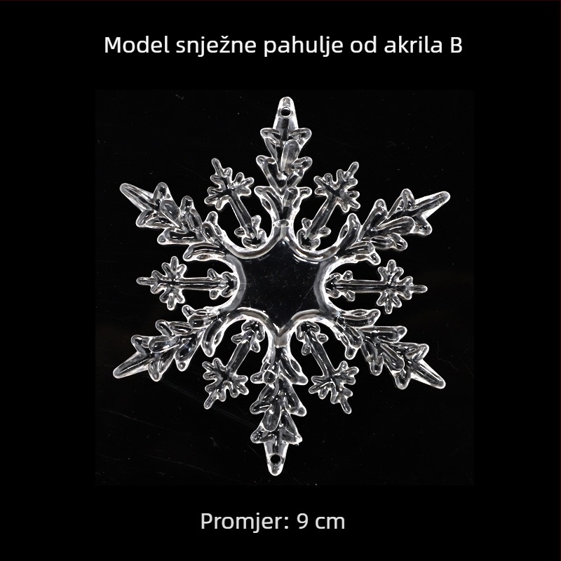 OuJing akrilna snježna pahulja za božićno drvce – prozirna kristalna dekoracija, europski/američki/minimalistički stil