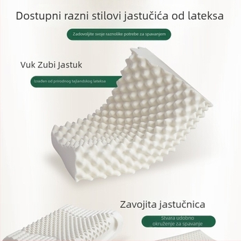 Jastuk od prirodnog lateksa s masirajućim granulatima, pravokutnog oblika, pleteni jezgreni sloj, visina 25 cm i više