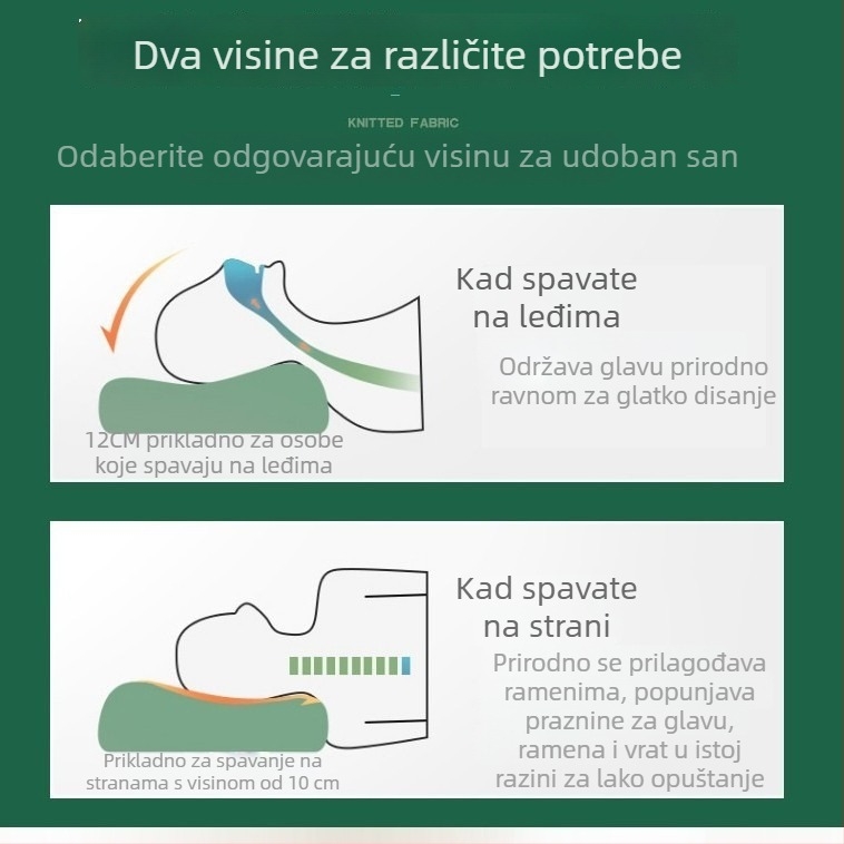 Jastuk od prirodnog lateksa s masirajućim granulatima, pravokutnog oblika, pleteni jezgreni sloj, visina 25 cm i više