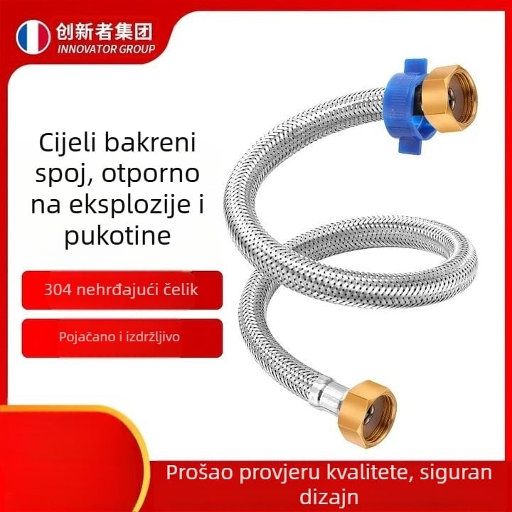Innovator 304 nehrđajući čelični opleteni cjevovod - otporan na eksploziju, visokotlačni dovod vode za bojler i toalet, dvostruka čelična kraja, moderan minimalistički stil