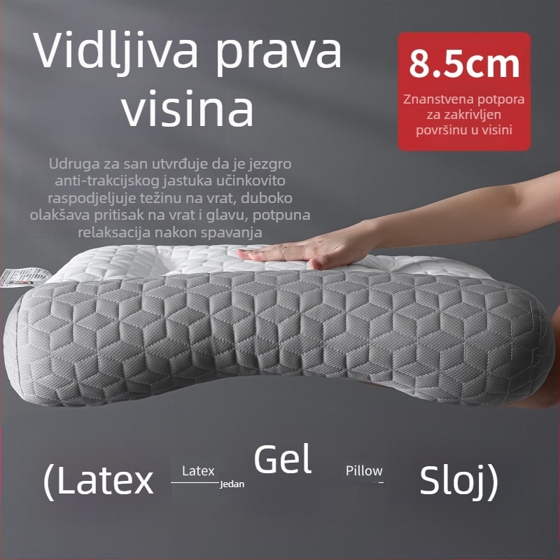Set dviju latexnih jastuka za potporu vrata – pravokutnog oblika, pletene jezgre, sadržaj lateksa 80–90%, pogodno za spavanje na bokovima i na leđima