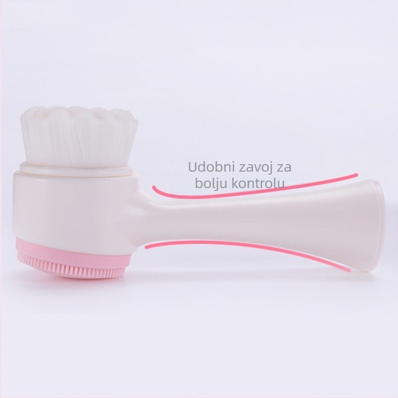 Mekana silikon dvostruka četkica za čišćenje lica — ručna, uspravnog dizajna