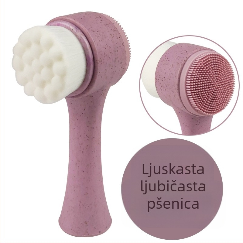 Mekana silikon dvostruka četkica za čišćenje lica — ručna, uspravnog dizajna