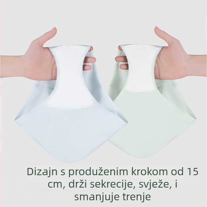 Ženske bezšivne pamukaste gaćice sa srednjim pojasom, prozračne i antibakterijske.