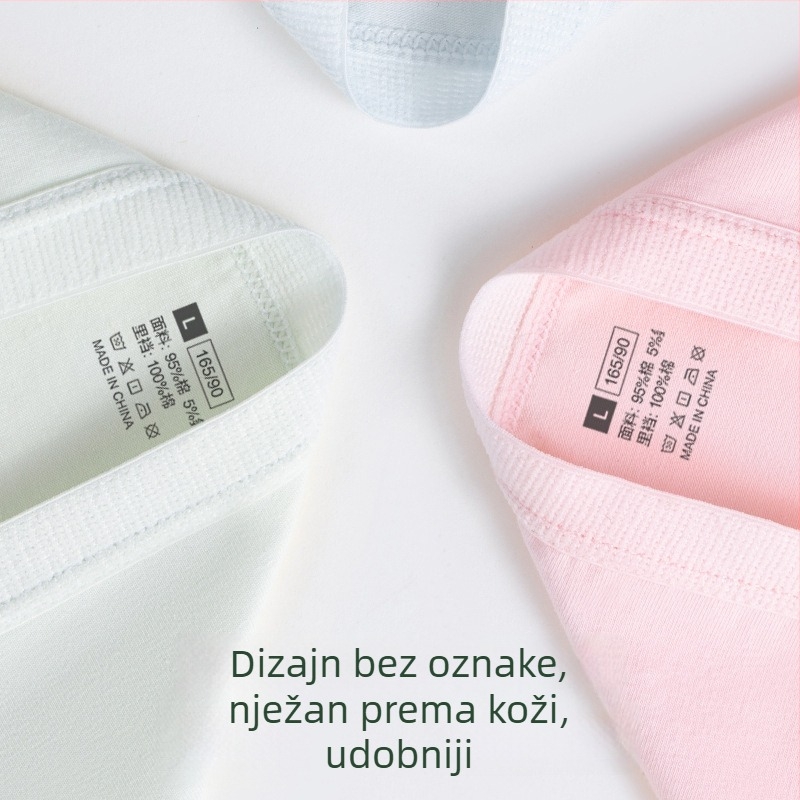 Ženske bezšivne pamukaste gaćice sa srednjim pojasom, prozračne i antibakterijske.