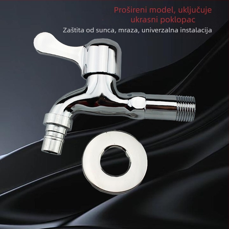 Kran za perilicu rublja, Cinkovo-legura, samo hladna voda, brzo otvaranje, promjer ulaza/izlaza 15 mm