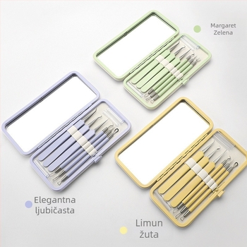Set alata za tretiranje akni, 5-dijelni, od nehrđajućeg čelika, sa ogledalom, model fcztz-03