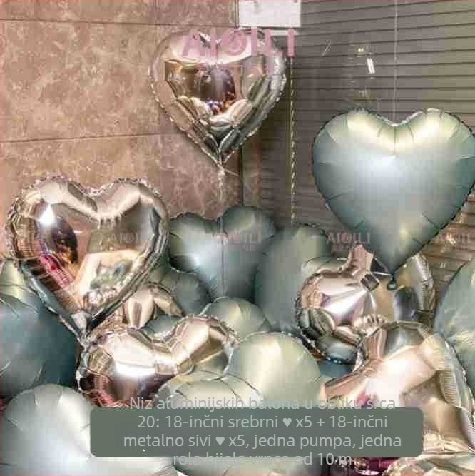 Set aluminijskim folijskim balonima s repnim oblikom, s mogućnošću prilagođenog logotipa – za rođendan, vjenčanje i Valentinovo