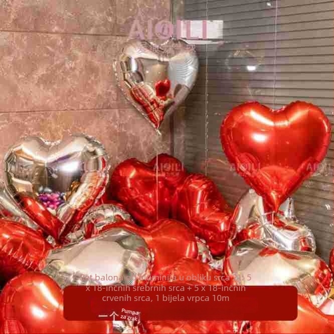 Set aluminijskim folijskim balonima s repnim oblikom, s mogućnošću prilagođenog logotipa – za rođendan, vjenčanje i Valentinovo