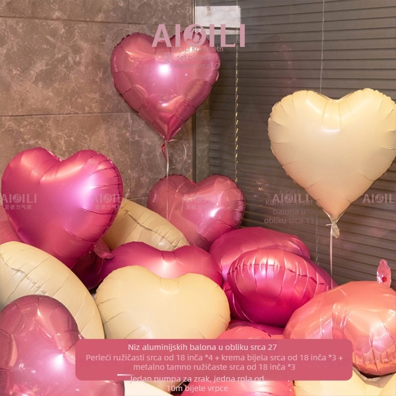 Set aluminijskim folijskim balonima s repnim oblikom, s mogućnošću prilagođenog logotipa – za rođendan, vjenčanje i Valentinovo