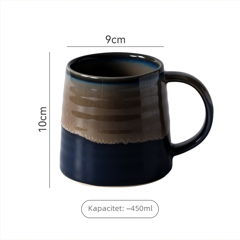 Keramička šalica, retro stil, otporna na visoke temperature, kompatibilna s mikrovalnom pećnicom, s logotipom