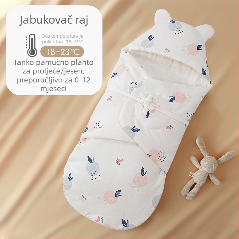 Spavaća vreća za novorođenčad s integriranim swaddlingom, vanjski i podstava 95% pamuk, punilo: imitacija svile pamuka, zatvarač najlon, karikatura uzorak, za proljeće i jesen, pogodno za novorođenčad 0-12 mjeseci