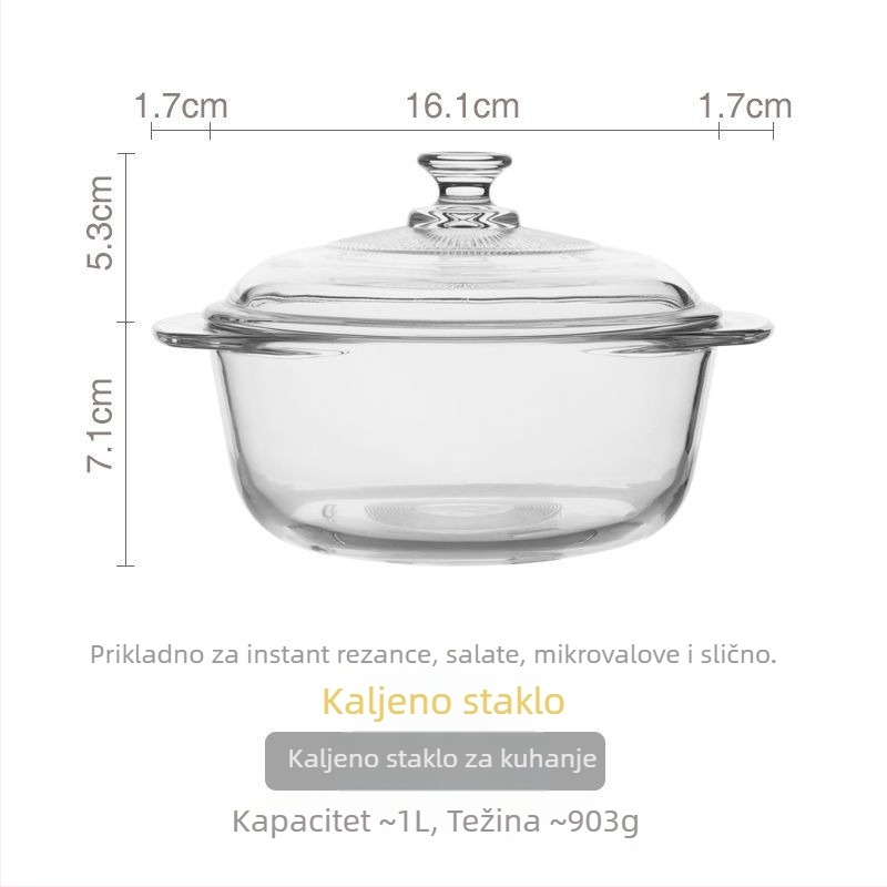 Staklena zdjela za doručak s poklopcem i ručkom za žlicu – pogodna za jogurt, zobene pahuljice i mlijeko; otporna na visoke temperature, višeslojna konstrukcija
