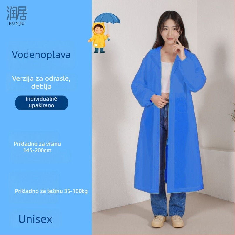 Jednokratni kišni pončo za odrasle, EVA tkanina 18S, debeli sloj, 150 g, prenosno, mogućnost logotipa