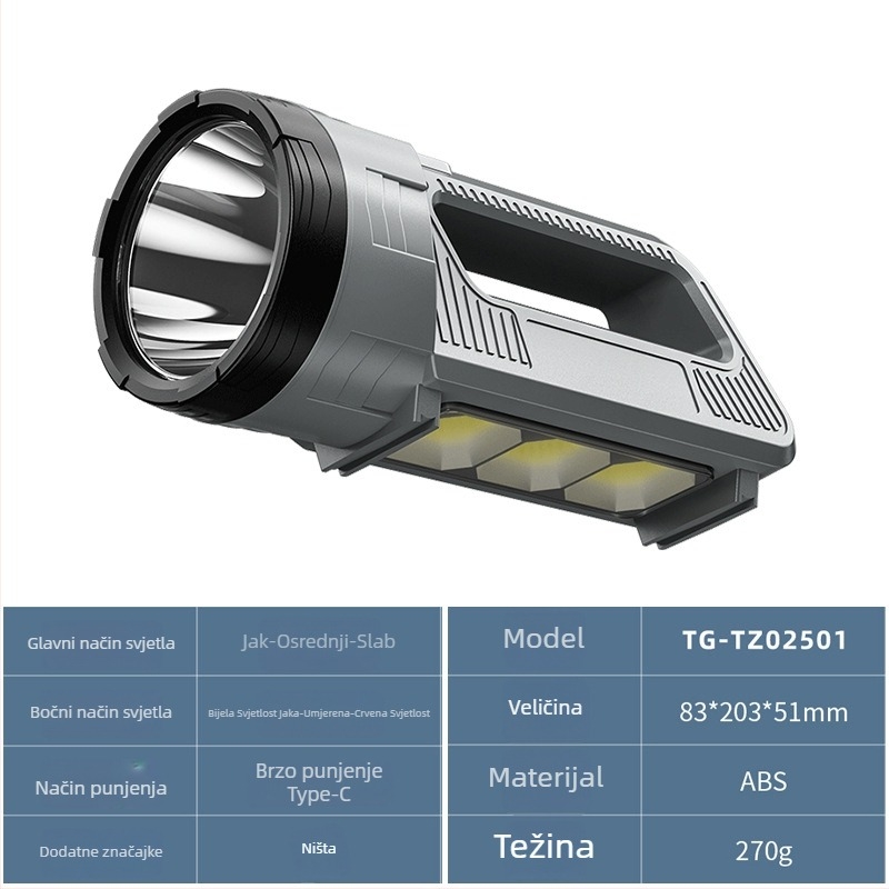 Solarna punjiva ručna radna svjetiljka s COB LED, 10W, 1800mAh, ručno generiranje energije