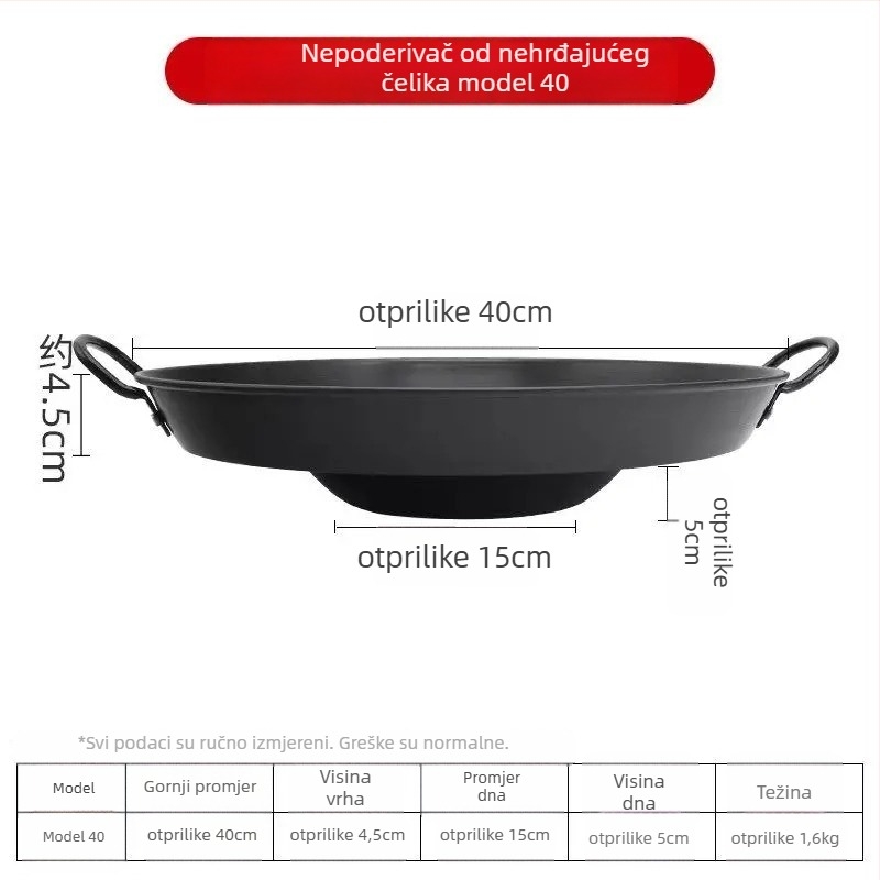Wok od lijevanog željeza, otporan na hrđu, dubina 8 cm, dno s jednim dnom, kompatibilan s plinskim štednjakom