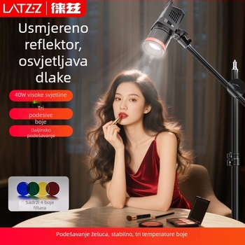 LED lampu za dopunsko osvjetljenje za livestream - 40W, trobojna temperatura boje, stojni tip, 220V, LATZZ