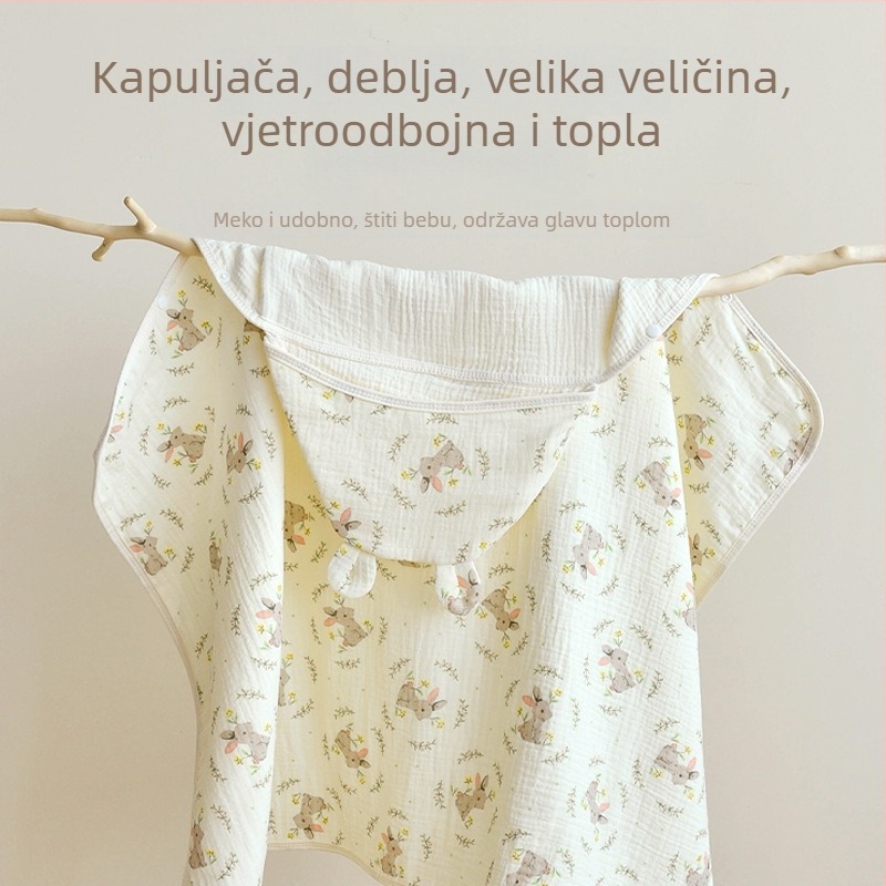 Kapucnasti dječji ručnik za kupanje – 100% pamuk, 200–300 g, za novorođenčad do 3 godine, sve sezone
