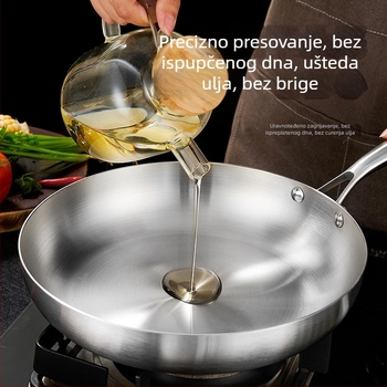 Tiganj za prženje od 304 nehrđajućeg čelika, trostruko dno, kompatibilan s indukcijskom pločom i plinskim plamenikom, bez premaza, težina 993 g