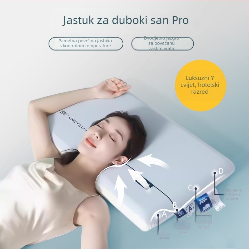 Jastuk od memorijske pjene – hotelski stil, pravokutni oblik, Ice Silk tkanina, srednja potpora, 3D rezanje