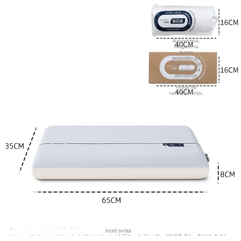 Jastuk od memorijske pjene – hotelski stil, pravokutni oblik, Ice Silk tkanina, srednja potpora, 3D rezanje