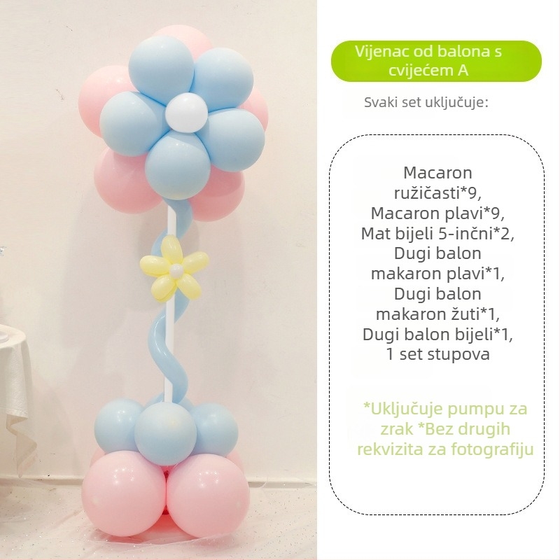 Balonska kolona s cvijećem – lateks baloni okruglog oblika, dekorativni baloni, pogodna za škole i vrtiće