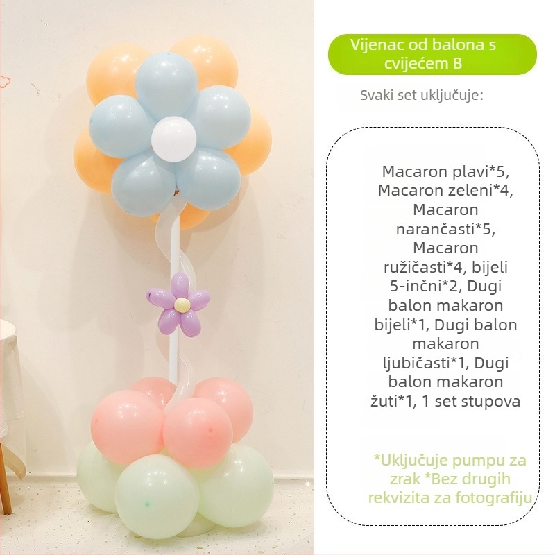 Balonska kolona s cvijećem – lateks baloni okruglog oblika, dekorativni baloni, pogodna za škole i vrtiće