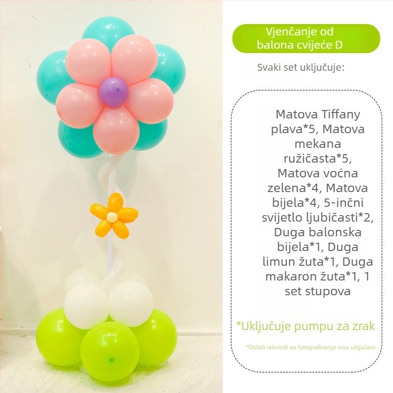 Balonska kolona s cvijećem – lateks baloni okruglog oblika, dekorativni baloni, pogodna za škole i vrtiće