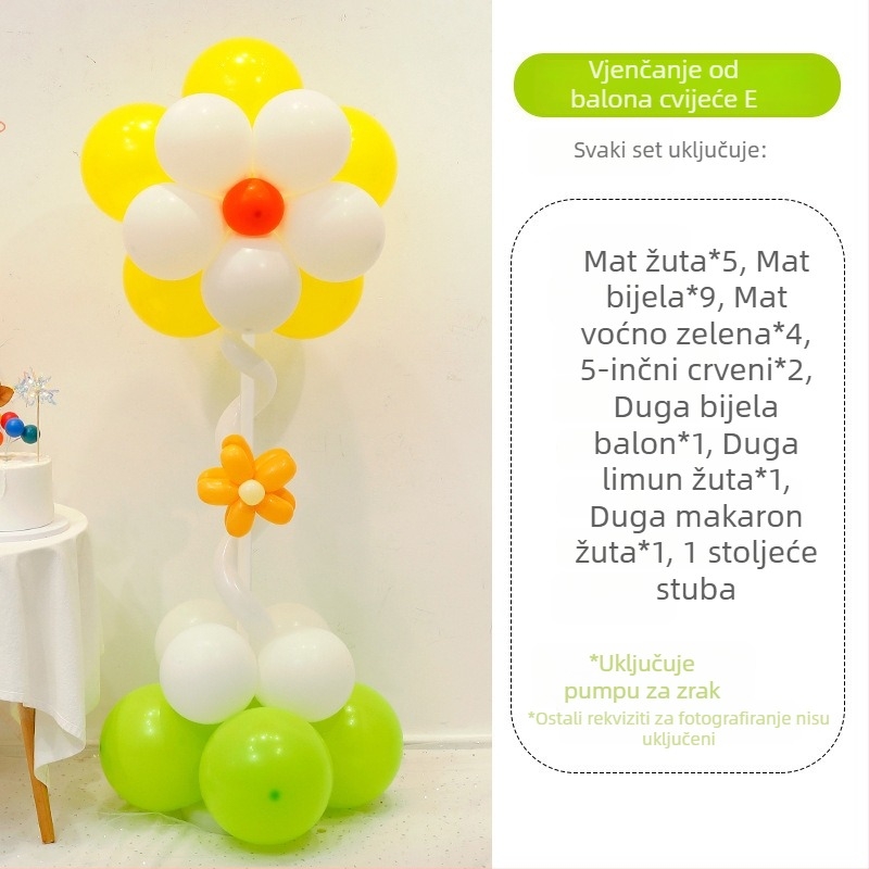 Balonska kolona s cvijećem – lateks baloni okruglog oblika, dekorativni baloni, pogodna za škole i vrtiće