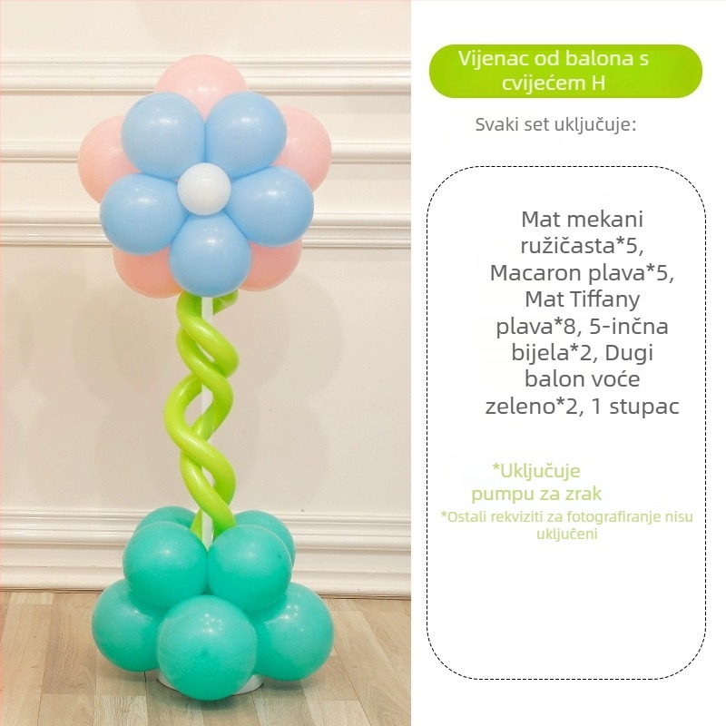 Balonska kolona s cvijećem – lateks baloni okruglog oblika, dekorativni baloni, pogodna za škole i vrtiće