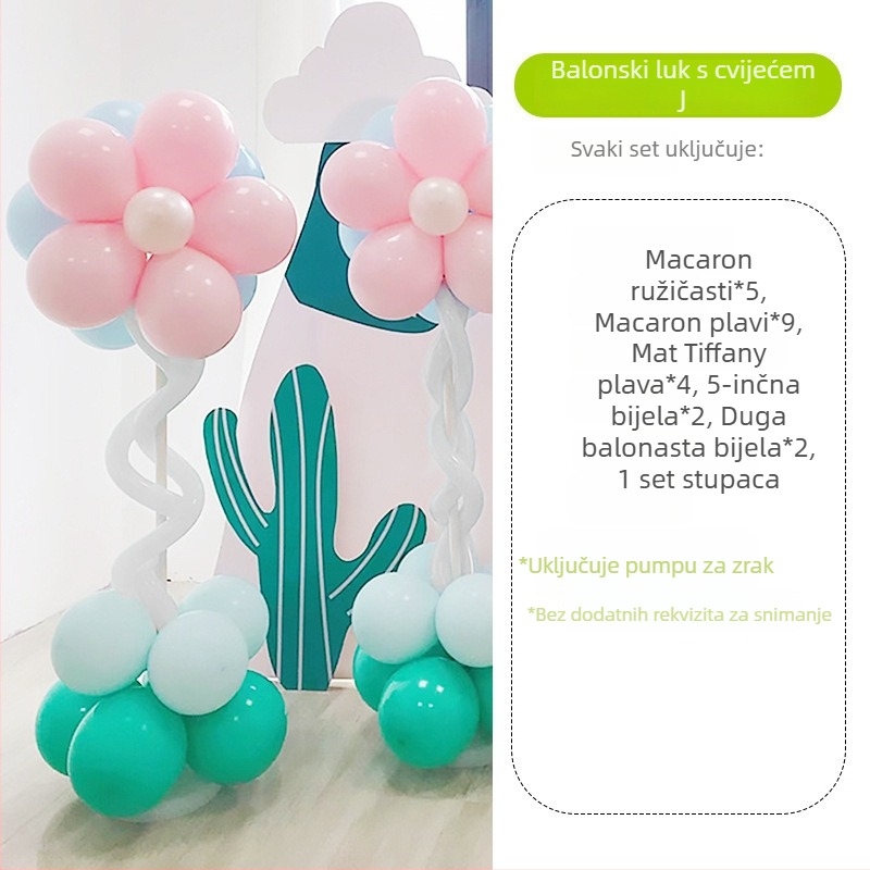 Balonska kolona s cvijećem – lateks baloni okruglog oblika, dekorativni baloni, pogodna za škole i vrtiće