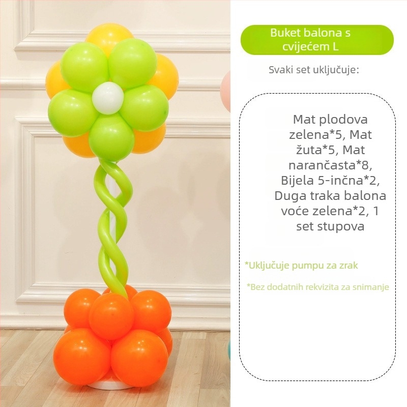 Balonska kolona s cvijećem – lateks baloni okruglog oblika, dekorativni baloni, pogodna za škole i vrtiće