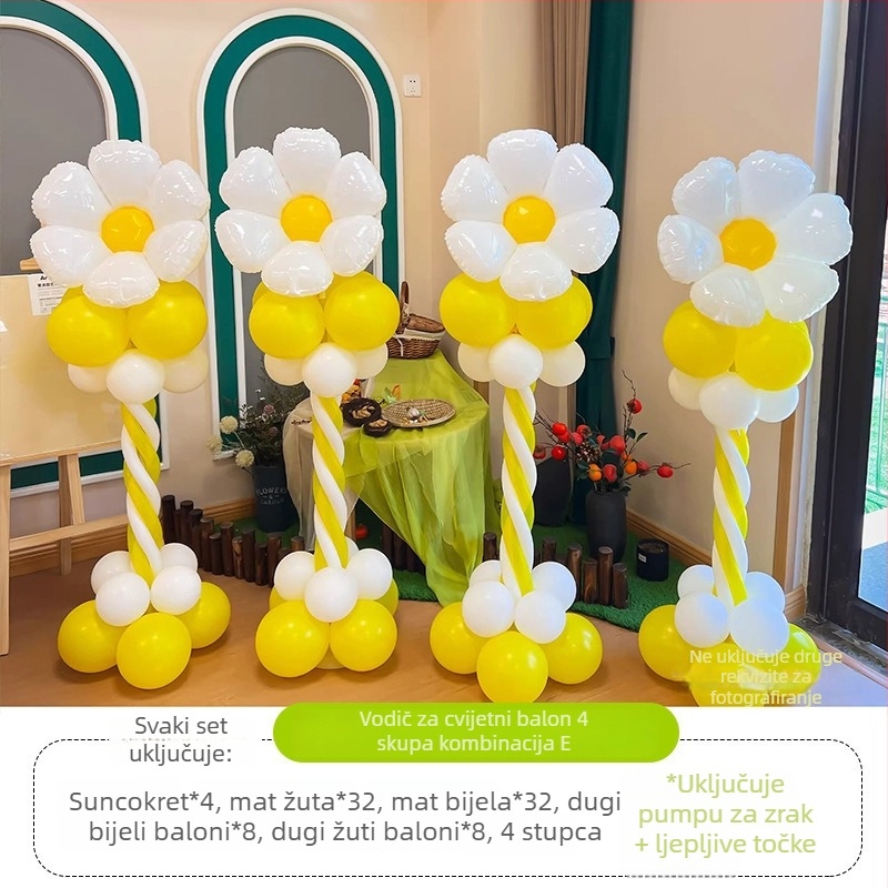 Balonska kolona s cvijećem – lateks baloni okruglog oblika, dekorativni baloni, pogodna za škole i vrtiće