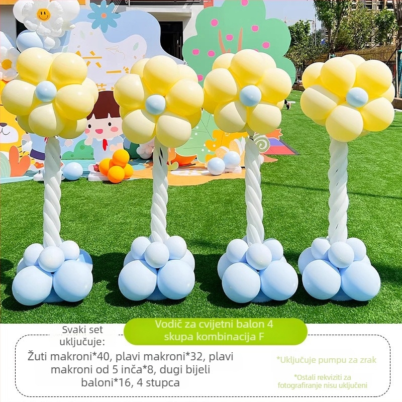 Balonska kolona s cvijećem – lateks baloni okruglog oblika, dekorativni baloni, pogodna za škole i vrtiće