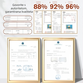 Lateksni jastuk za odrasle, valovitog oblika, visina jezgre ispod 5 cm, pleteni materijal jezgre, prirodni lateks 90%+