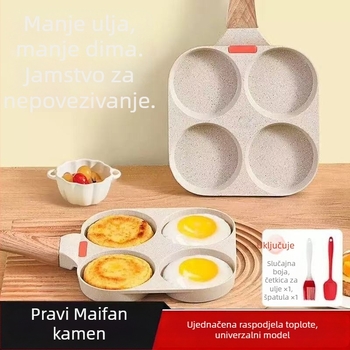 Četverodijelni tiganj za jaja-burger – neprijanjajući, aluminijska legura, za kućnu upotrebu, tiganj za palačinke i doručak, kompatibilan s općim štednjakom