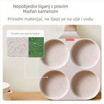 Četverodijelni tiganj za jaja-burger – neprijanjajući, aluminijska legura, za kućnu upotrebu, tiganj za palačinke i doručak, kompatibilan s općim štednjakom