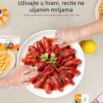 Dječje jednokratne rukavice za preradu hrane, PE materijal, pojedinačno pakirane, branda Anyou Shield, tip: jednokratne, za preradu hrane