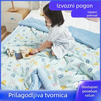 Dječji quilt s punilom od svilenih vlakana, 100% pamuk navlaka, crtani stil, za uzrast 2–3 godine, proljeće i jesen