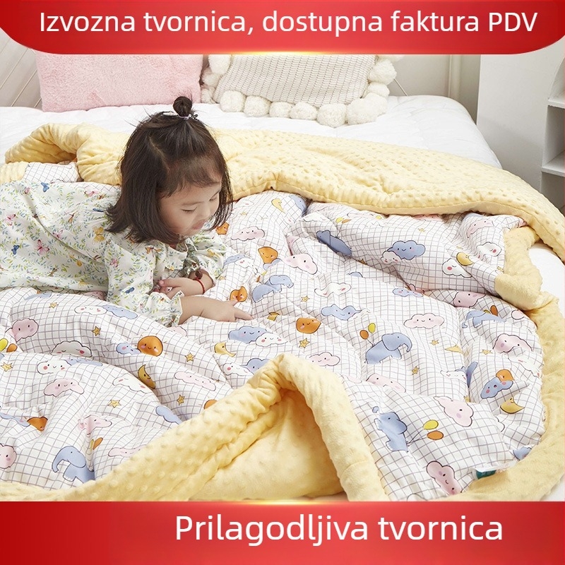 Dječji quilt s punilom od svilenih vlakana, 100% pamuk navlaka, crtani stil, za uzrast 2–3 godine, proljeće i jesen