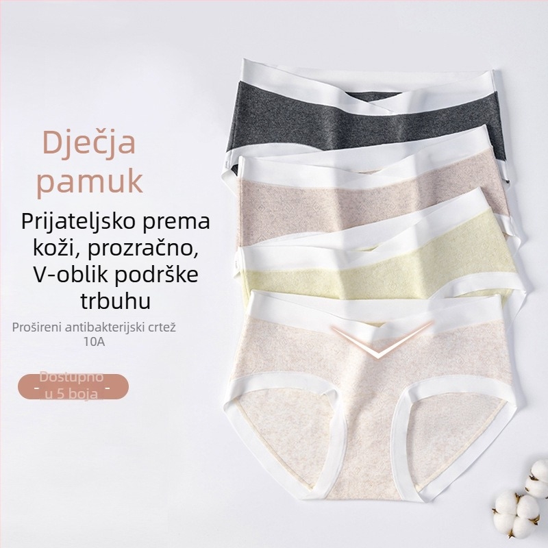 Trudničke gaćice od pamuka, niska struka, prozračne i antibakterijsko, podstava 80–90% regenerirane celuloze